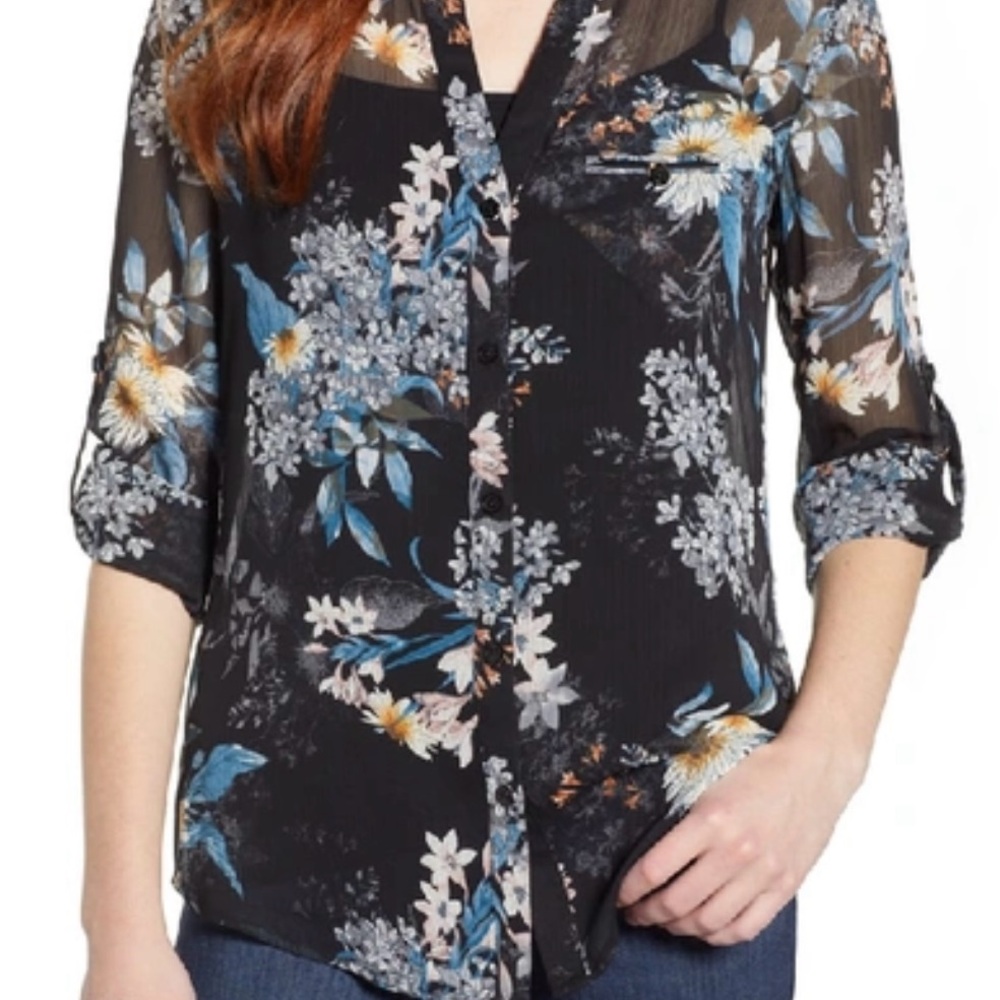 Kut from the Kloth Black Floral Blouse